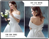 Evening Dress Women Long Simple White Shoulder Sweet With Bone Lace Repair Evening Dress Bridesmaid Suit HZ0517