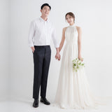 Temperament Light Wedding Dress New Shoulder Chiffon Dress Sen Series Shoot Small Tail Lawn Wedding Super Fairy Welcome White Yarn HZ0517