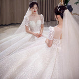 Wedding Starry Yarn 2026 New Spring Bride Simple Big Tail Temperament Hepburn Physical Store Wedding Dress HZ0517