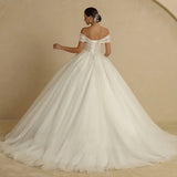 The Main Wedding Dress Of The Single-Word Shoulder Dress 2025 New Self-Repair Bride's Wedding Wedding Dress Go Out To The Yarn HZ0517