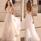 V-Neck Wedding Dress With Thin Bare Back Light Wedding Dress Sling Long Wedding Dress Skirt HZ0517