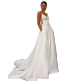 2026 New Women's Dress Sexy V-Neck Sleeveless Tail Wedding Dress Dress HZ0517