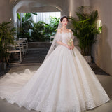 Light Wedding Dress 2025 New Bridal Main Yarn Temperament Luxury Shoulder Court Wind Out Of The Yarn Starry Sky Tail HZ0517