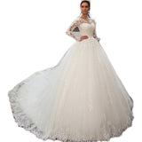 Wedding Dress 2026 Round-Neck Long-Sleeved Lace Thin French Bridal Hairy Tail Wedding Dress HZ0517