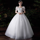 Main Wedding Dress Bride 2026 New Large Tailed Girl Small Man French Heavy Industry Summer Shoulder Court Style HZ0517