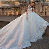Light Wedding Dress Super Fairyson In The Runaway Princess French Bridal Tail Retro Thin V-Neck Long Sleeve Dress HZ0517