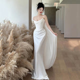 French Brae Light Wedding Dress 2026 New Bride Simple Fascling High-End Feeling Go Out Yarn Fishtail White Dress Dress HZ0517