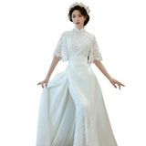 New Chinese Lace Evening Dress Niche Silk Dress Retro Improved Cheongsam Bridal Temperament Engagement Welcome Out Of The Winter HZ0517