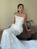 French Retro High-End Feel Lace Fishtails Bridal Bridal Light Wedding Dress Yarn Forest Small Tail Dress HZ0517