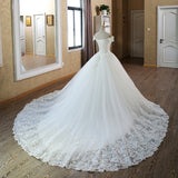 2026 New White Ball Dress Wedding Dress Retro Large Size Lace Wedding Dress HZ0517