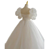 Light Wedding Dress 2026 New Bridal Girl Small Man With The Landlord Yarn French Simple Travel Shot Mori Dress Dress HZ0517