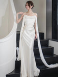 French Light Wedding Dress 2026 New Bridal Simple High-Grade White Smeared Chested Densate Go Out To The Eupa Dress Of The Yarn HZ0517