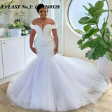 2026 New Wedding Dress Bride Wedding Word Shoulder Deep V Mermaid HZ0517