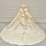 French Retro V-Neck Wedding Dress Bride 2025 New Fugitive Princess High Texture Big Tail Yarn HZ0517