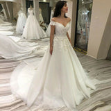 Wedding Women 2026 New Bridal Yarn One-Word Shoulder Temperament Lace Mesh Yarn Heavy Industry Tug Tail Thin Dress HZ0517