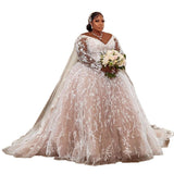 Large-Size Shoulder-To-Shoulder Lace Wedding Dress Embroidered Big Tail Wedding Dress HZ0517
