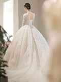 Bridal Main Wedding Dress 2026 New Spring V-Neck Long Sleeve Tail Court Windy Large-Size Pregnant Woman Light HZ0517