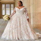 Large-Size Shoulder-To-Shoulder Lace Wedding Dress Embroidered Big Tail Wedding Dress HZ0517