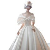 One-Word Shoulder Wedding Bride 2025 New Densium Out Of The Main Yarn French Retro High-Quality Big Tailing Winter HZ0517