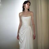 French Light Wedding Dress Bride Senior Sense Of The Super Fairy Shoulder Yarn Long Sleeve White Engagement Dress Dress HZ0517
