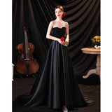 One Plus A Creative 2025 Black Tail Autumn Women's Dress Mid-Sleeved Sleeveless Wedding Dress HZ0517