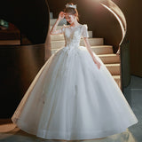 Main Wedding Dress 2025 New Bridal Deep V-Neck Thin Tailed French High-Quality Court Style White Wedding Dress HZ0517