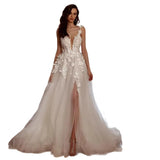 Sexy Wedding Dress 2026 New Slim Deep V-Collared Bride Drag Tail Out Of The Yarn Shoot Thin HZ0517