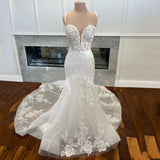 White Slings With Waist Fishtail Wedding Dress Showing Thin Body Sexy Banquet Evening Dress HZ0517