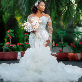 New Wedding Dress African Bride Wedding Deep V Water Diamond Lester Long Sleeve Wedding HZ0517