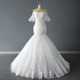 Supply Of A Word Shoulder Main Wedding Dress 2026 New Temperament Bride Tail Starry Sky Simple Mori Dream HZ0517