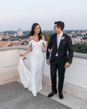 One-Word Shoulder-Singed-Faced Light Wedding Dress 2026 New Small Dress Simple Go Out Yarn Fishtail To Shoot Welcome Dress Dress Dress Woman HZ0517