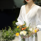 White Light Wedding Dress 2026 New Garden Teen Temperament In Line With The Simple French Set Of Dress HZ0517