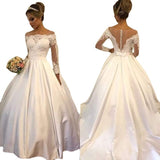 2026 New Temperament Lace Long-Sleeved Vertevery Long Wedding Dress Spring HZ0517