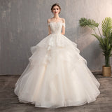 Main Wedding Dress Woman 2026 New Sen Bridal Wedding Simple V Collar Thin Shoulder-To-Shoulder Pavity HZ0517