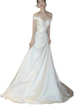 One-Word Shoulder Light Wedding Dress Bride Simple Denying French Style High-Sensing Temperament Wedding Welcome Dress Linen HZ0517