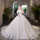 Light Wedding Dress 2025 New Bridal Main Yarn Temperament Luxury Shoulder Court Wind Out Of The Yarn Starry Sky Tail HZ0517