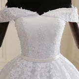 Bride One-Word Shoulder Main Wedding Dress 2025 New Large-Size White Thin Wedding Dress Wedding Dress HZ0517