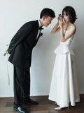 French Brated Light Wedding Dress Bridal High-End Simple Densate Certificate Registration Small White Dress Engagement White Dress HZ0517