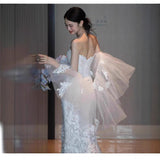 French Lace White Light Wedding Dress 2025 New Fish Tail Light Dinner Engagement High Sense HZ0517