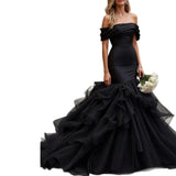 Black Wedding Dress 2026 New Punt Skirt Host Art Exam Graduation Man-Shoulder Woman HZ0517