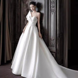 Korean-Style Densted Simple Light Wedding Dress New Small Bride Goes Out To Greet The Family HZ0517