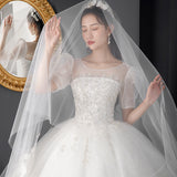 2025 New Main Wedding Dress Heavy Industry French Bridal Bubble Sleeve Small Court Light Wedding Dress F95 HZ0517