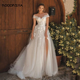 New Super Xiansen Light Wedding Dress Shoulder Lace Double Open Small Go Out Yarn Lace Engagement Dress HZ0517