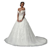 New Wedding Dress African Bride Shoulder Beads Tug Tail With High-Waisted Temperament Elegant Dress HZ0517