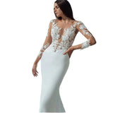 Sexy Long-Sleeved Mermaid Wedding Dress White Lace Sticker 2026 Bridal Dress Dress Beach Wedding HZ0517