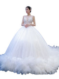 Wedding Main Wedding Dress 2026 New Bride Wedding Yarn Sexy Slings Slings Solo Poncho Dress Dress Woman HZ0517