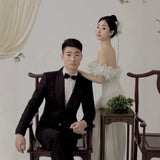 2026 New French Romantic Fairy Flower Temperament Shoulder Fishtail Bride Tail Wedding Dress HZ0517
