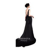 New V-Necked Denswear Black Evening Dress Light Luxury Niche Maid Temperament Fishtail Banquet Annual Meeting Presided Over The Dress HZ0517