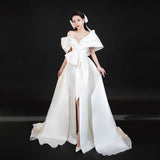 French-Style Denswear Wedding Dress Bridal Simple Temperament High-Level Sense Of The Main Yarn Yarn Small Tail Welcome Dress HZ0517
