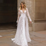 2026 Wedding Dress Sexy Lace Long-Sleeved Dress Evening Dress HZ0517